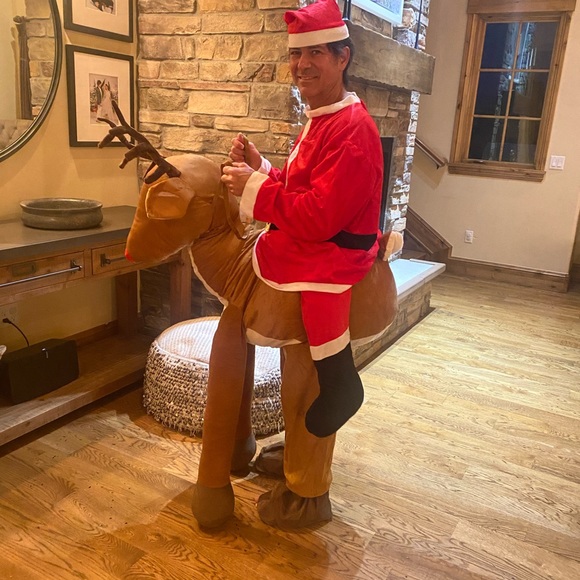 🎅Forum Novelties Men's Santa Ride-A-Reindeer Adult Costume🦌 - Picture 4 of 7